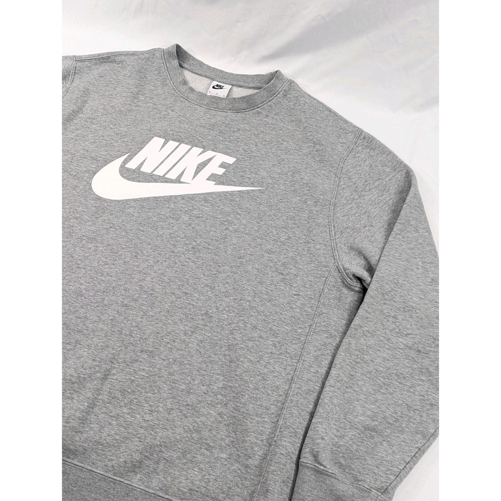 Nike Grey Crewneck Sweatshirt Men's XL Classic Pullover Fleece Big Swoosh EUC
